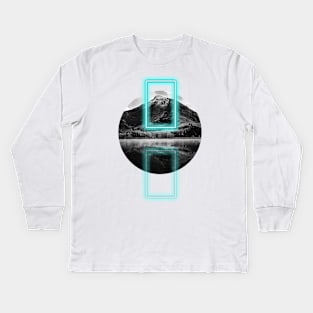 Neon Mountain Winter Kids Long Sleeve T-Shirt